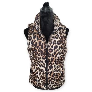 Lands' End Leopard Print Puffer Vest